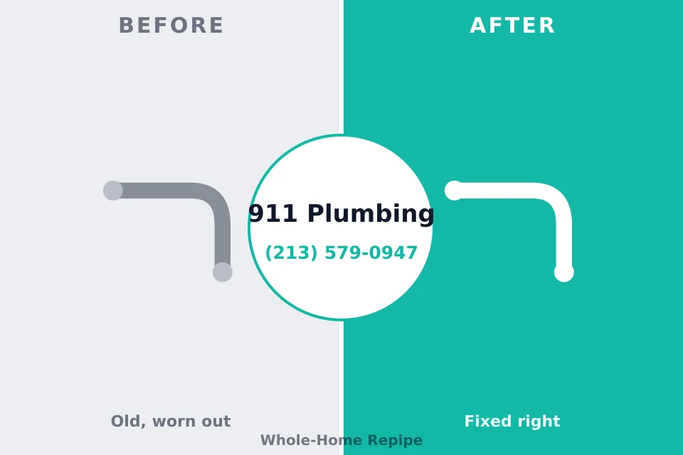Before and after: plumbing repair Roaming Shores, OH